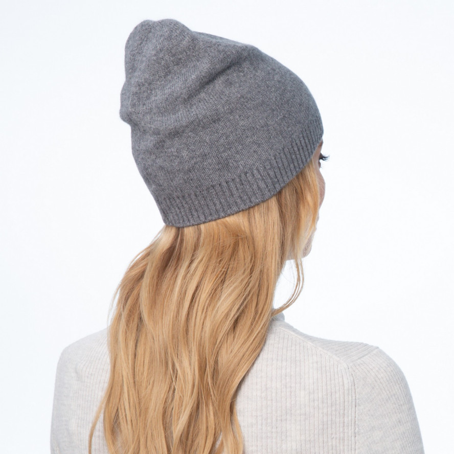 Шапка біні жіноча ангора сіра LINDA 052-710, фото 4