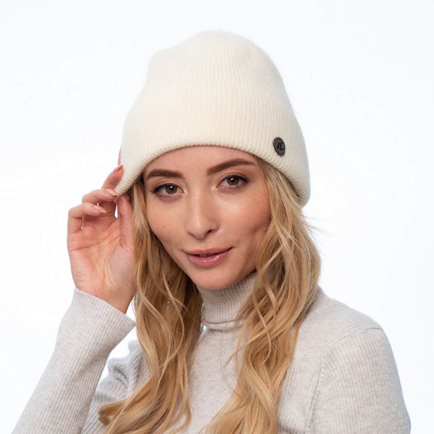 Шапка по голові жіноча вовна молочна ERIC 056-374, фото 3
