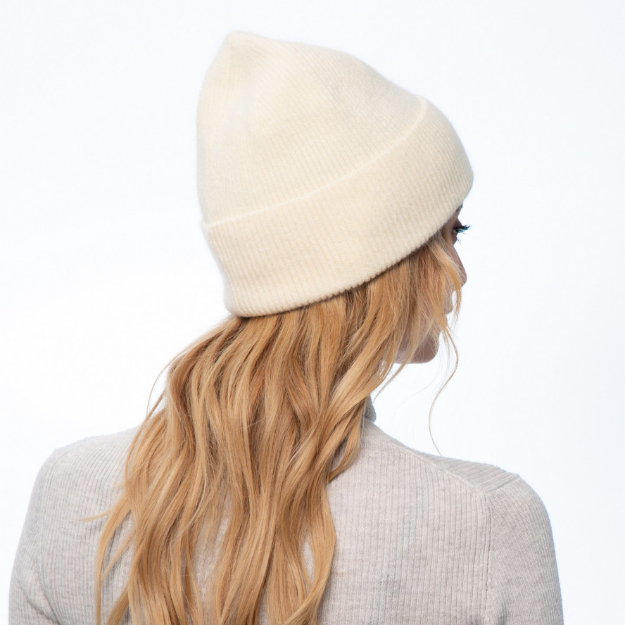 Шапка по голові жіноча вовна молочна ERIC 056-374, фото 4