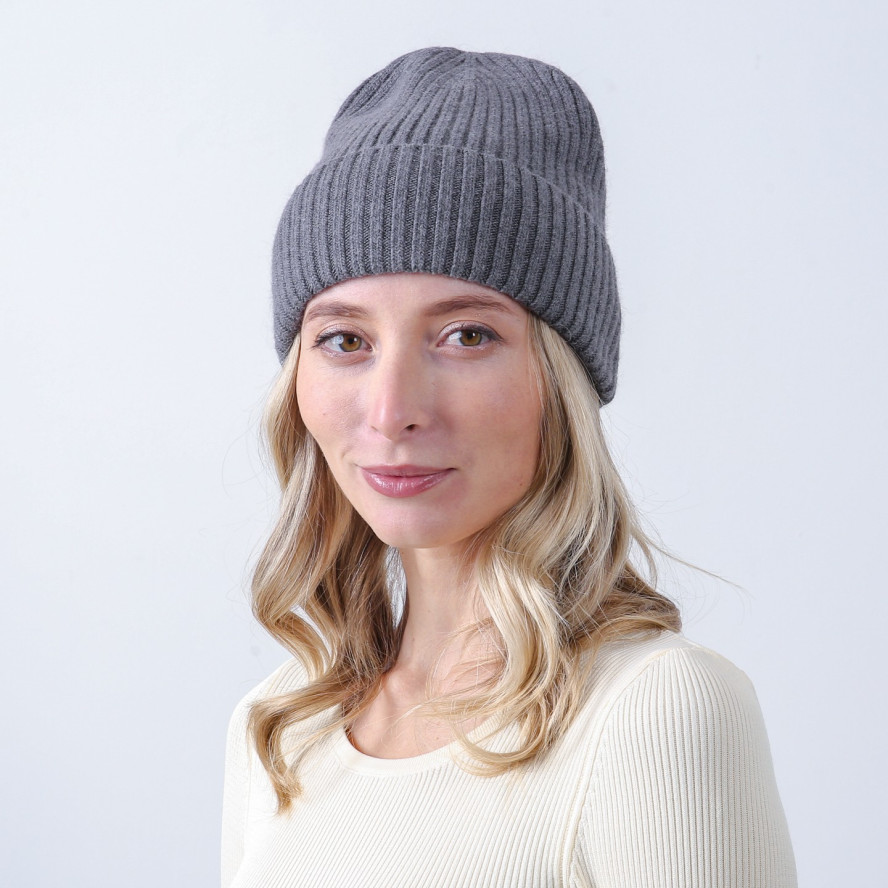 Шапка біні жіноча вовна сіра FREDERICK 065-970, фото 3