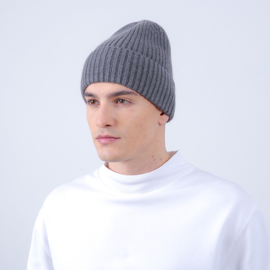 Шапка біні чоловіча вовна сіра FREDERICK 065-970, фото 3