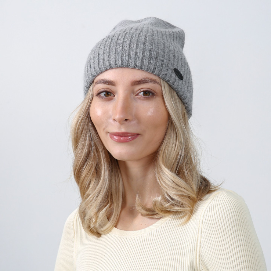 Шапка біні жіноча вовна сіра FREDERICK 225-282, фото 3