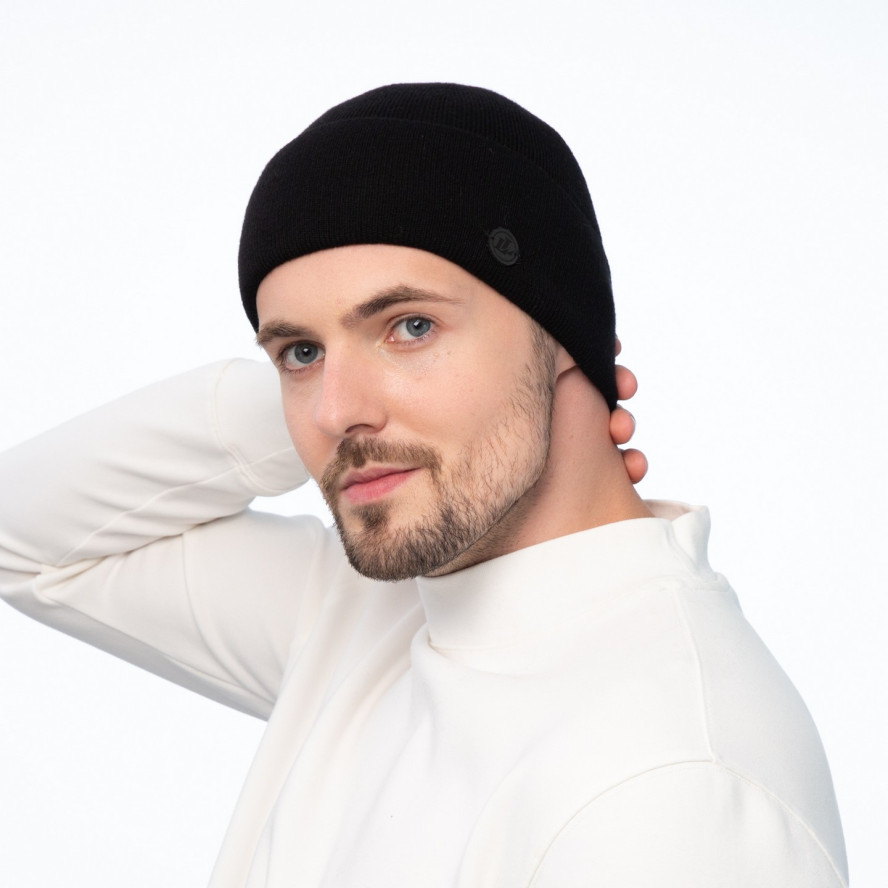 Шапка по голове мужская шерсть с акрилом черная TOBY 225-466, фото 3