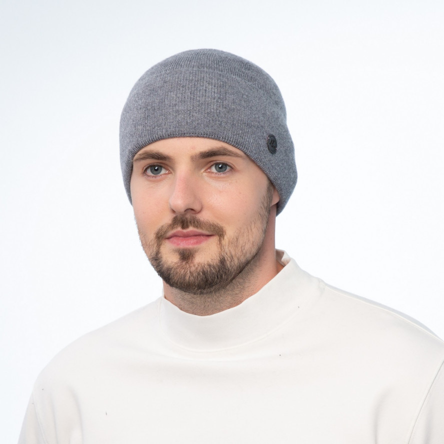 Шапка по голові чоловіча вовна з акрилом сіра TOBY 225-473, фото 4