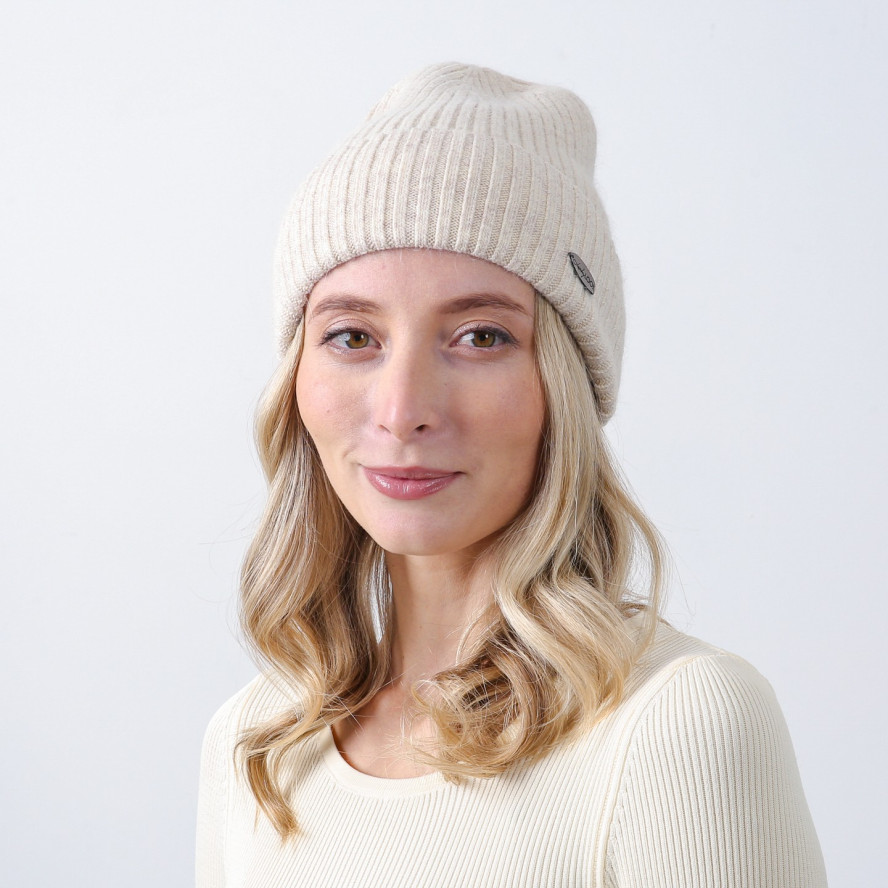 Шапка біні жіноча вовна бежева FREDERICK 225-503, фото 3