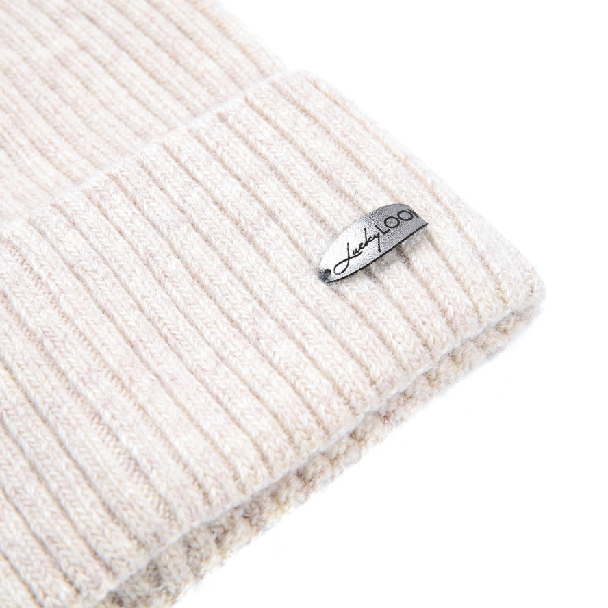 Шапка біні жіноча вовна бежева FREDERICK 225-503, фото 2