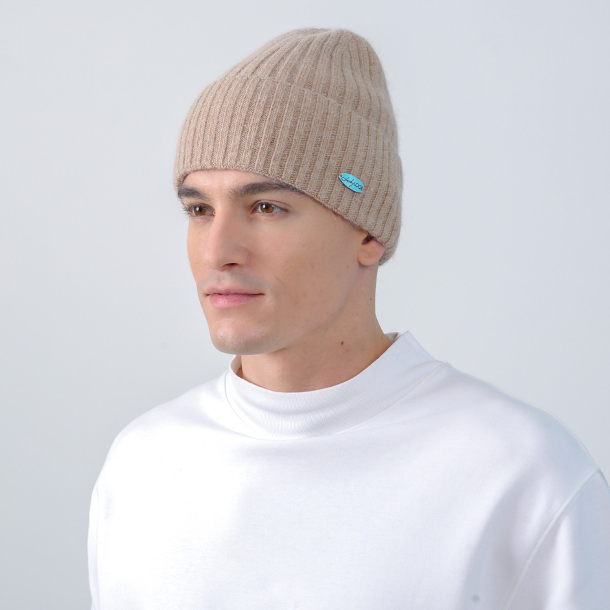 Шапка бини мужская шерсть бежевая HARRIS 225-664, фото 3