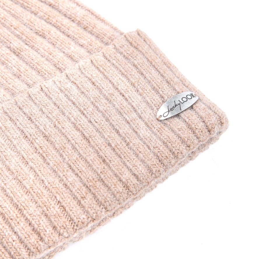 Шапка біні жіноча вовна бежева HARRIS 225-664, фото 2