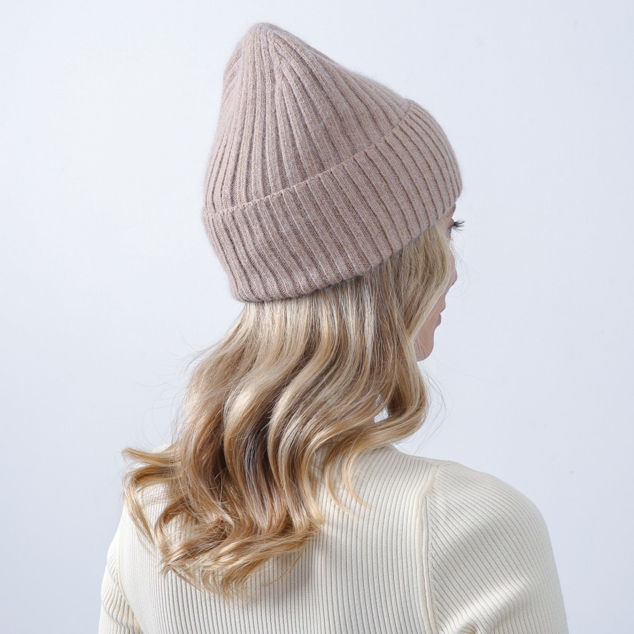 Шапка біні жіноча вовна бежева HARRIS 225-664, фото 4