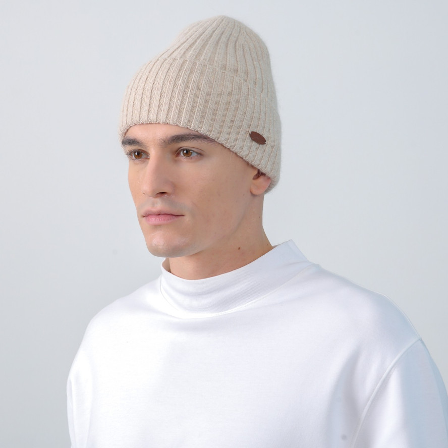 Шапка біні чоловіча вовна бежева HARRIS 225-695, фото 3
