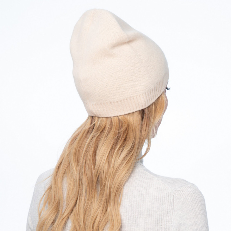 Шапка біні жіноча ангора бежева LINDA 237-117, фото 4