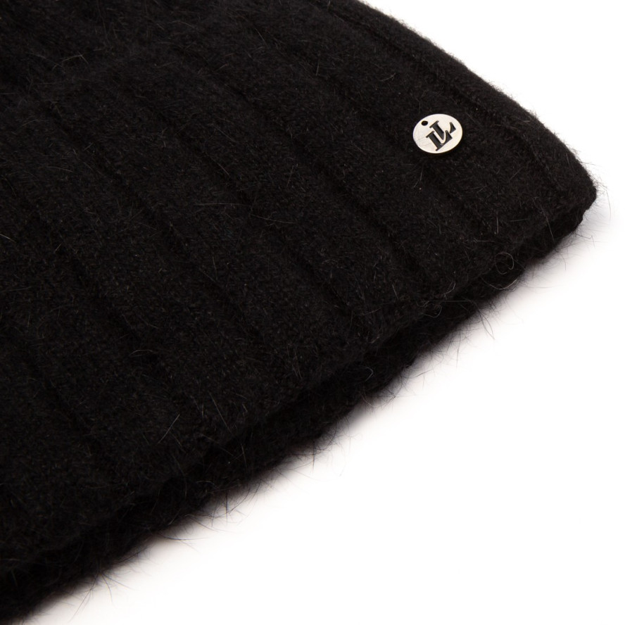Шапка біні жіноча ангора чорна CHRISTA 237-261, фото 2