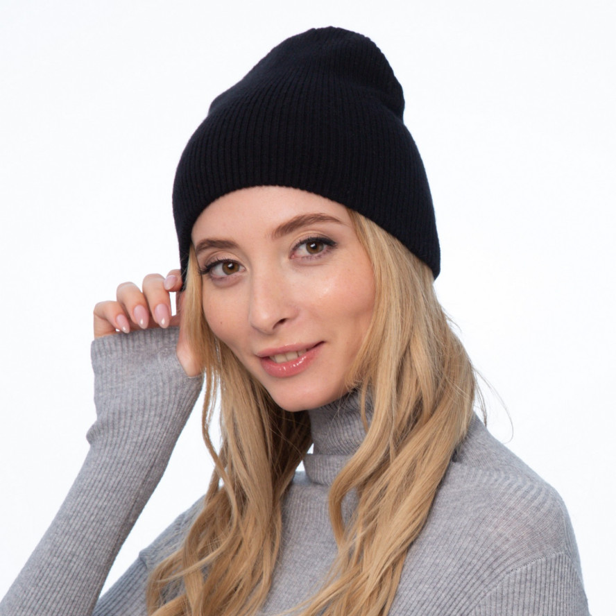 Шапка біні жіноча вовна чорна SKYLAR 237-346, фото 3