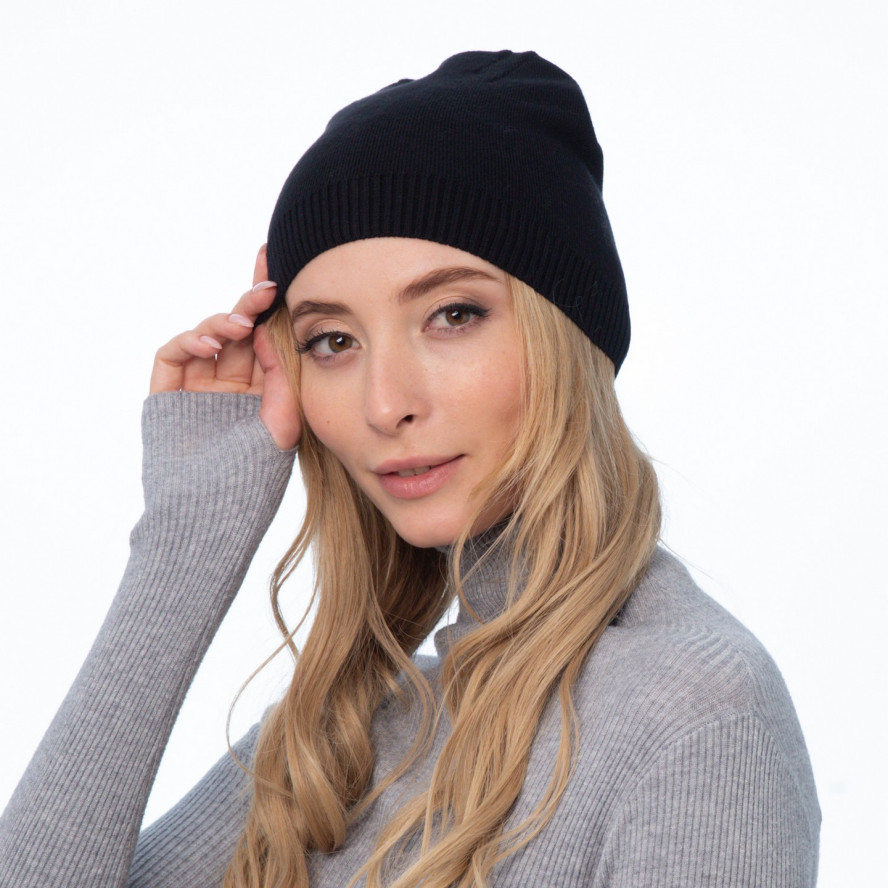 Шапка бини женская вискоза черная LUMINA 237-377, фото 3