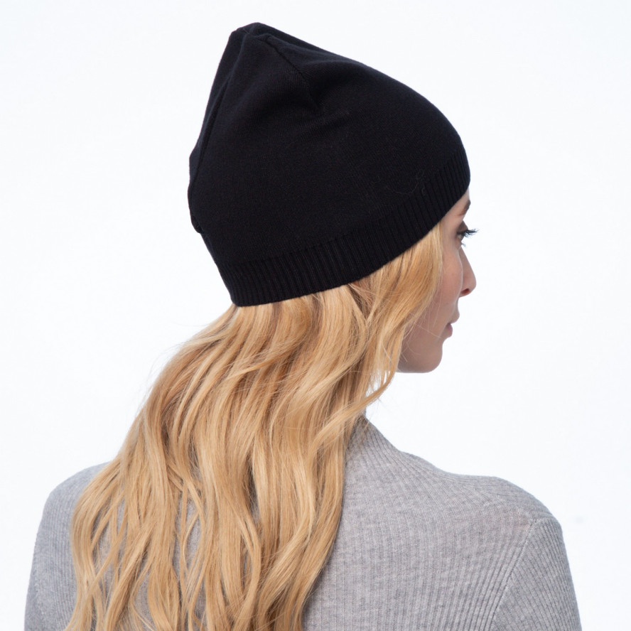 Шапка бини женская вискоза черная LUMINA 237-377, фото 4