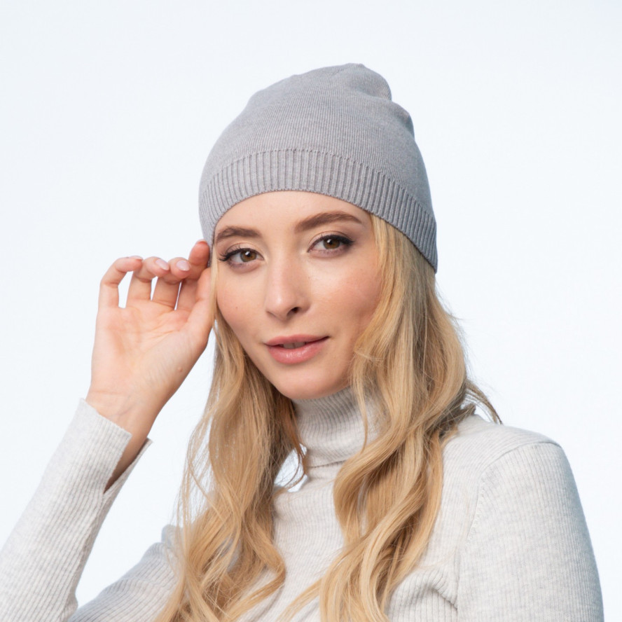 Шапка біні жіноча віскоза сіра LUMINA 237-384, фото 3