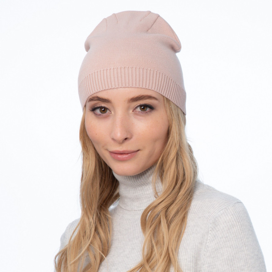 Шапка біні жіноча віскоза бежева LUMINA 237-407, фото 3