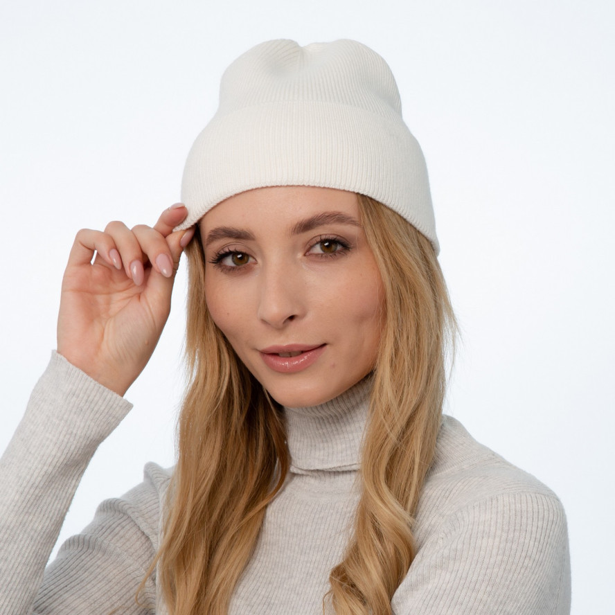 Шапка по голове женская вискоза с ангорой молочная EILEEN 241-862, фото 3