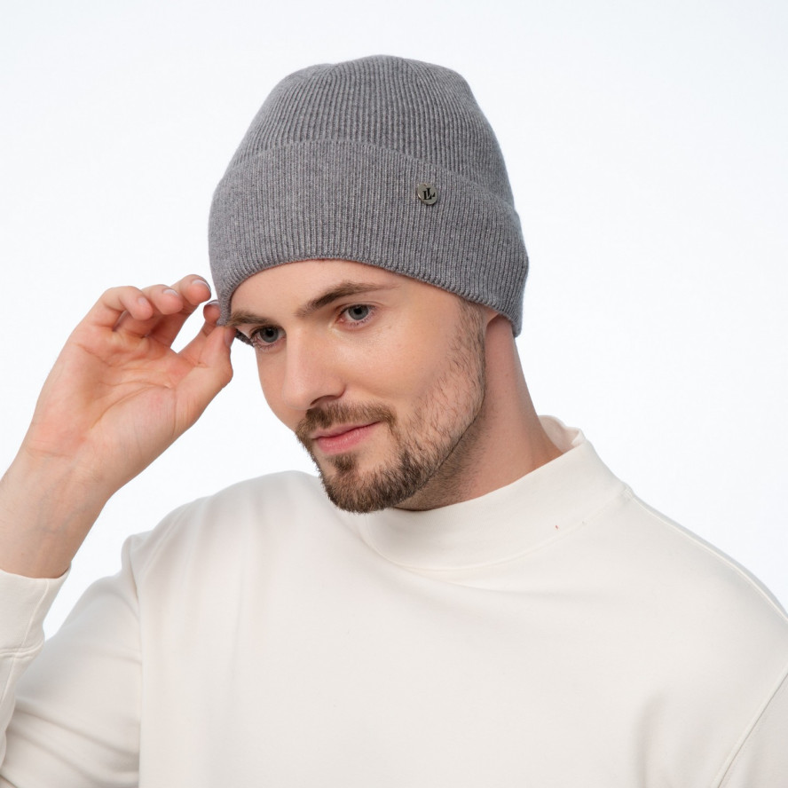 Шапка по голові чоловіча віскоза з ангорою сіра EILEEN 241-930, фото 3