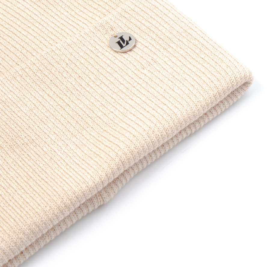 Шапка біні жіноча бавовна бежева PEYTON 242-050, фото 2