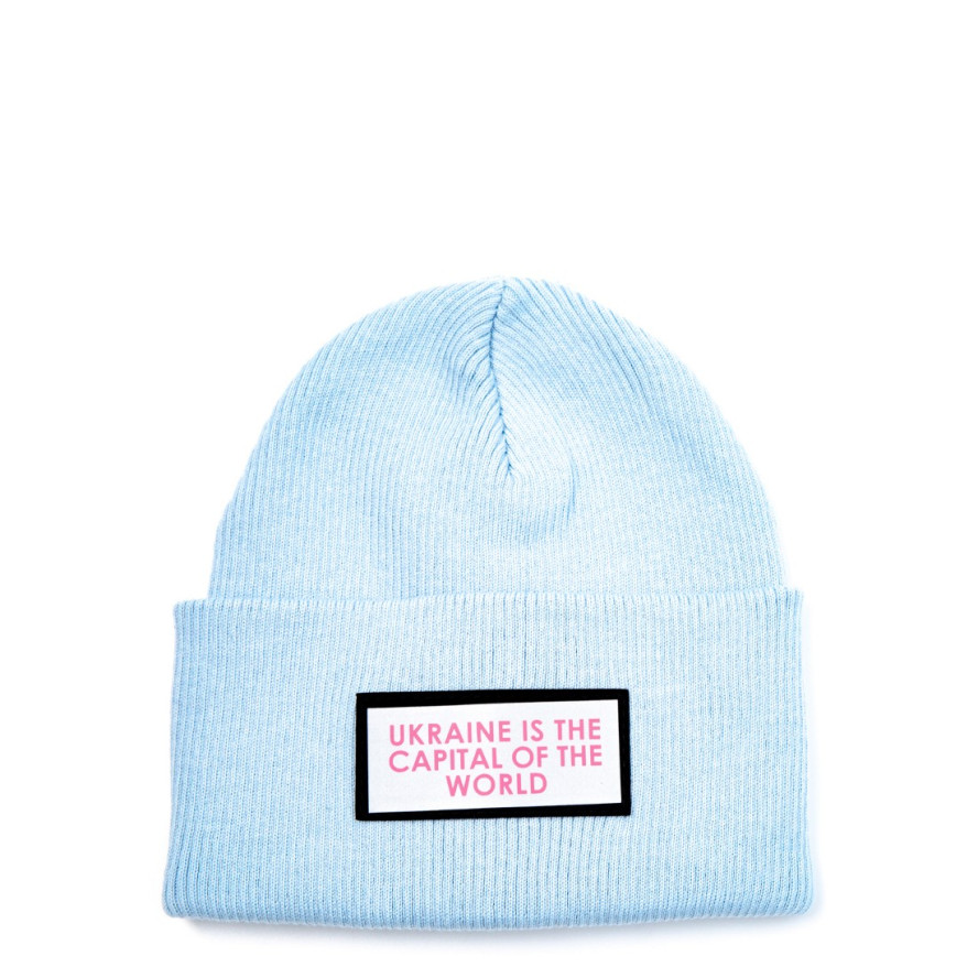 Шапка бини женская хлопок голубая LYN 242-135, фото 1