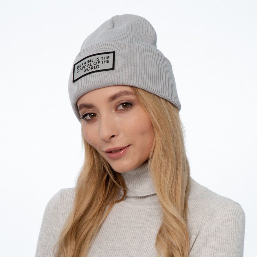 Шапка біні жіноча бавовна сіра LYN 242-142, фото 3