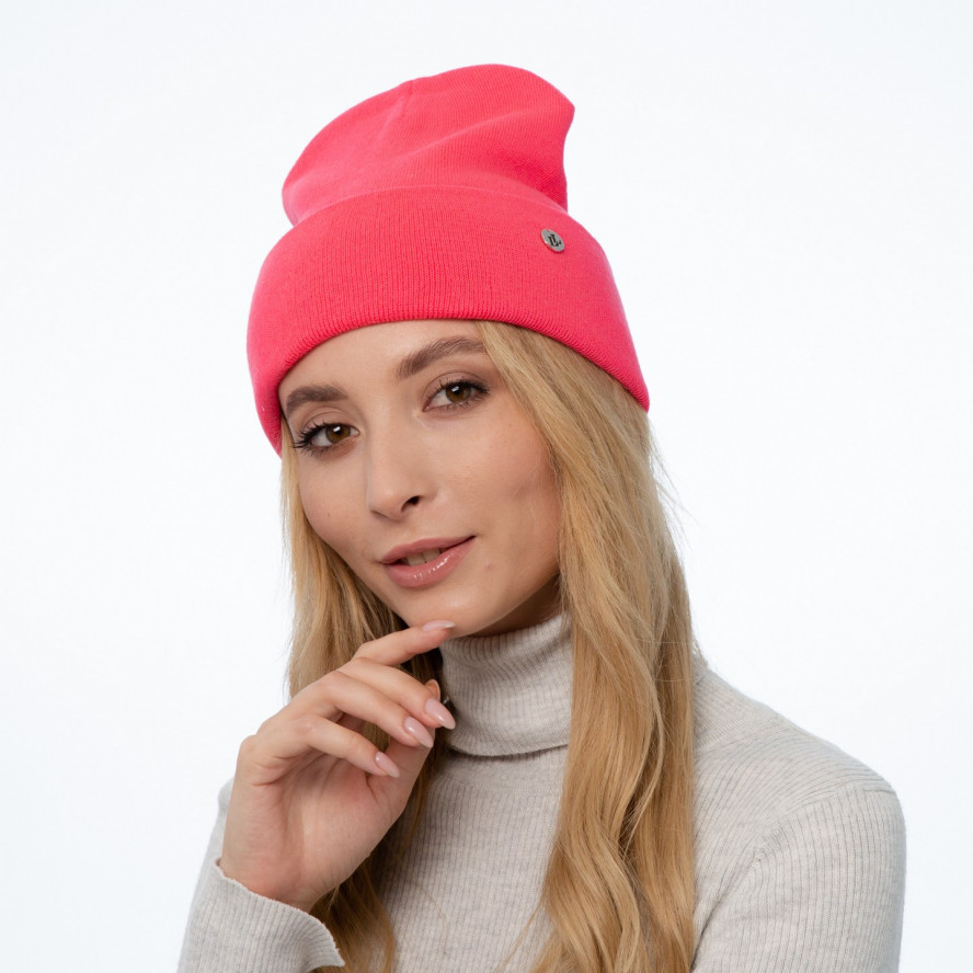 Шапка біні жіноча бавовна рожева JASPER 242-166, фото 3