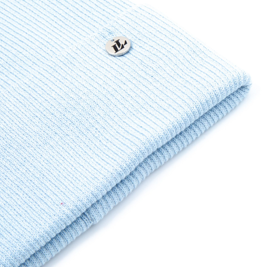 Шапка бини женская хлопок голубая PEYTON 243-415, фото 2