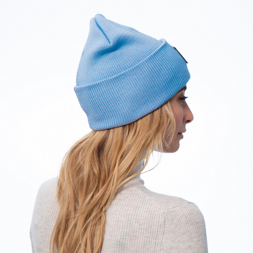 Шапка бини женская хлопок голубая SHANE 248-540, фото 4