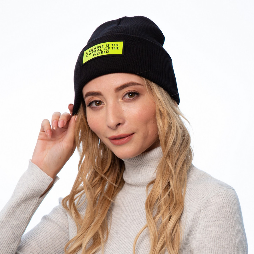 Шапка бини женская хлопок черная LYN 248-601, фото 3