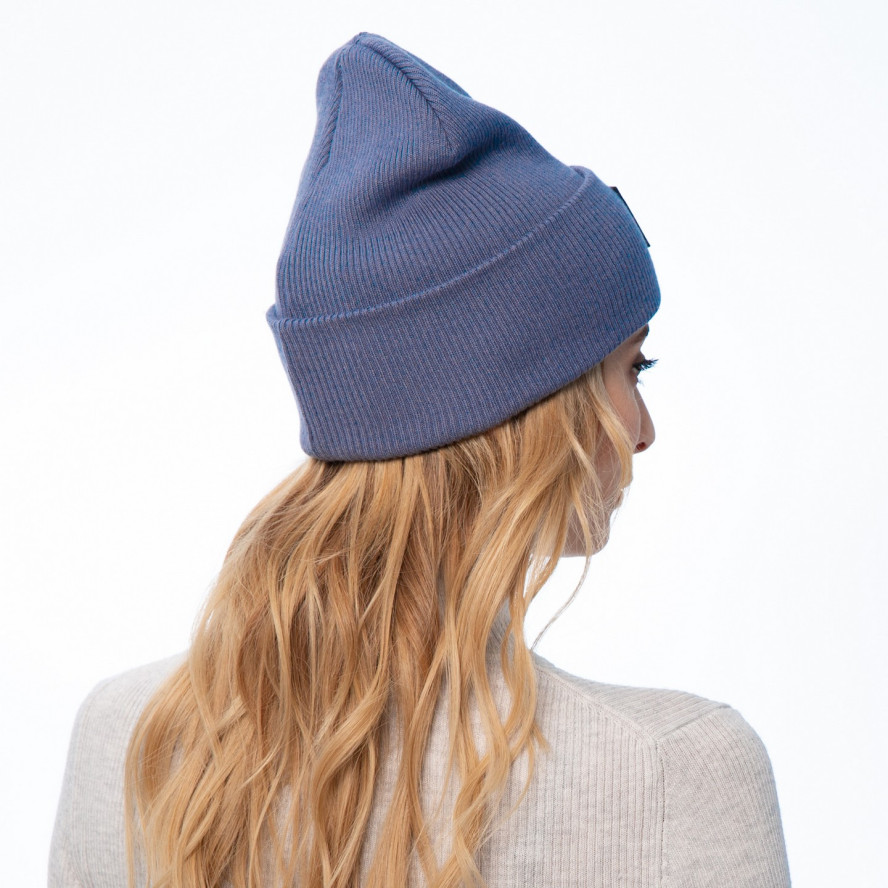 Шапка біні жіноча бавовна блакитна SHANE 252-943, фото 4