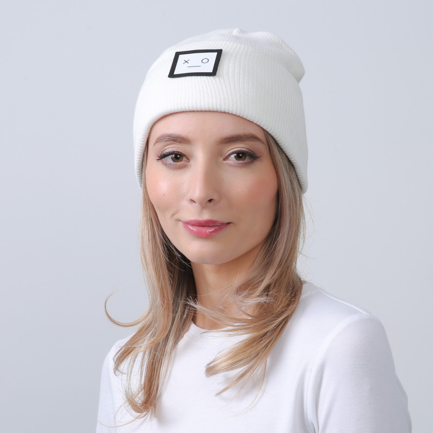 Шапка біні жіноча бавовна молочна SHANE 252-967, фото 3