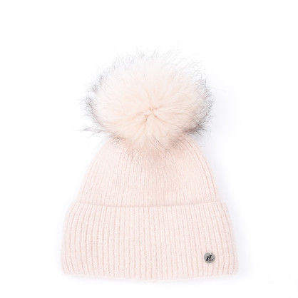 Шапка з помпоном жіноча ангора бежева SILVIA 259-409