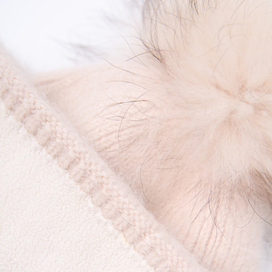 Шапка з помпоном жіноча ангора бежева SILVIA 259-409, фото 2