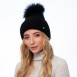 Шапка з помпоном жіноча ангора чорна SILVIA 259-416, фото 2