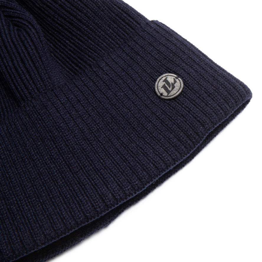 Шапка с помпоном мужская шерсть синяя ROLF 259-652, фото 2