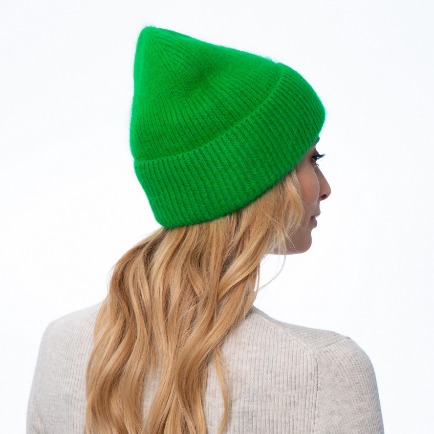 Шапка біні жіноча ангора зелена LORETTE 261-426, фото 4
