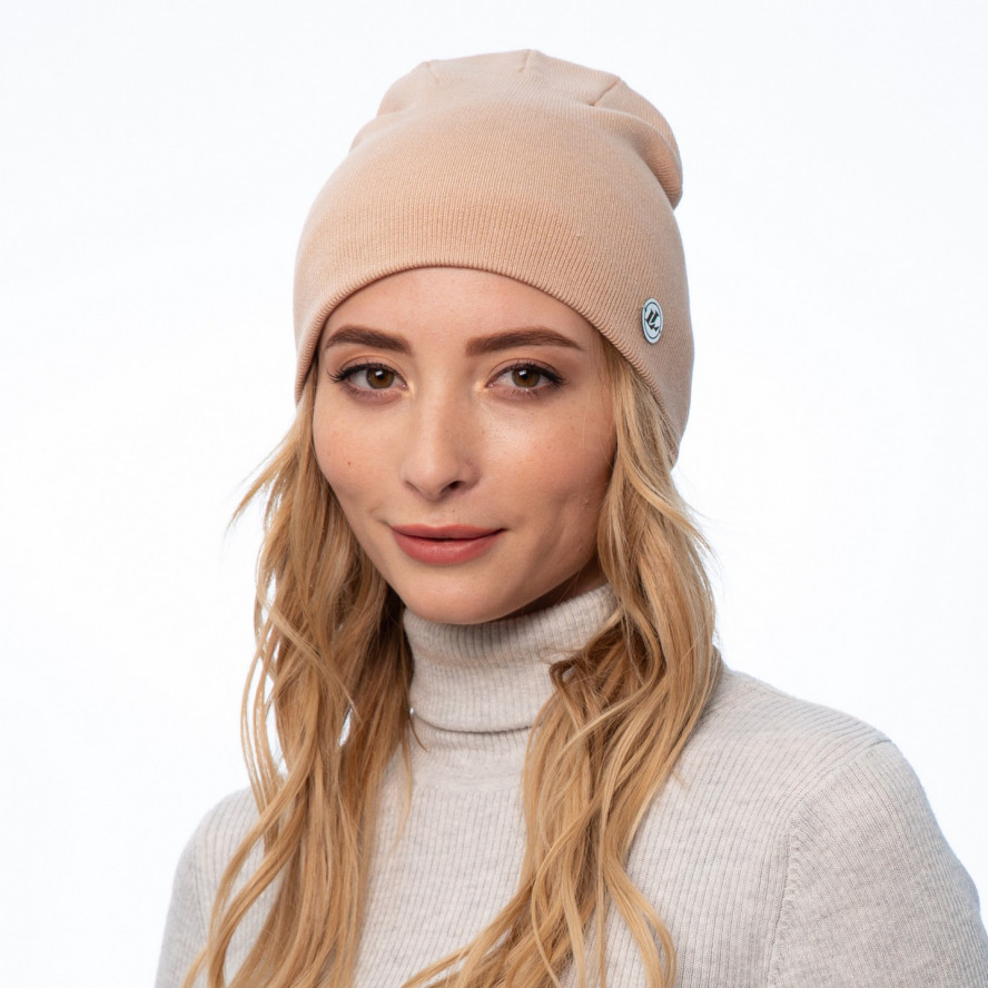 Шапка біні жіноча віскоза бежева NOELLA 261-495, фото 3