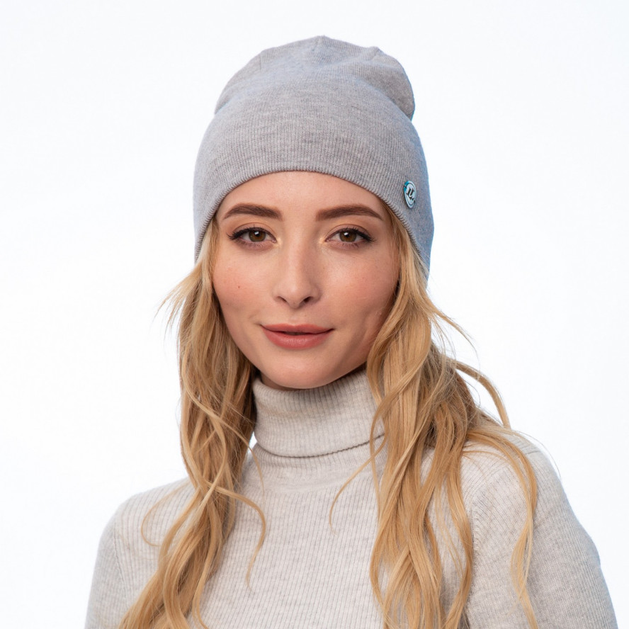 Шапка біні жіноча віскоза сіра NOELLA 261-662, фото 3