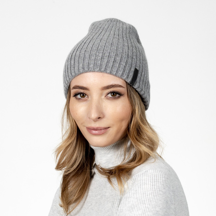Шапка біні жіноча вовна сіра BENOIT 261-716, фото 3