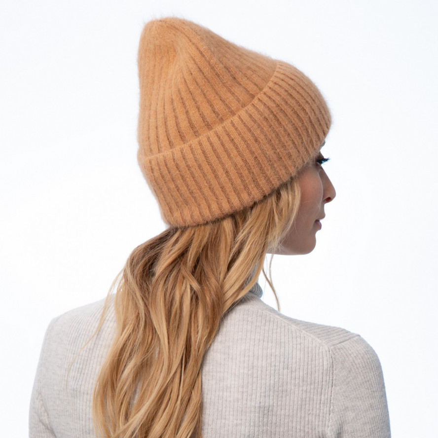 Шапка бини женская ангора бежевая MAYVA 263-659, фото 4