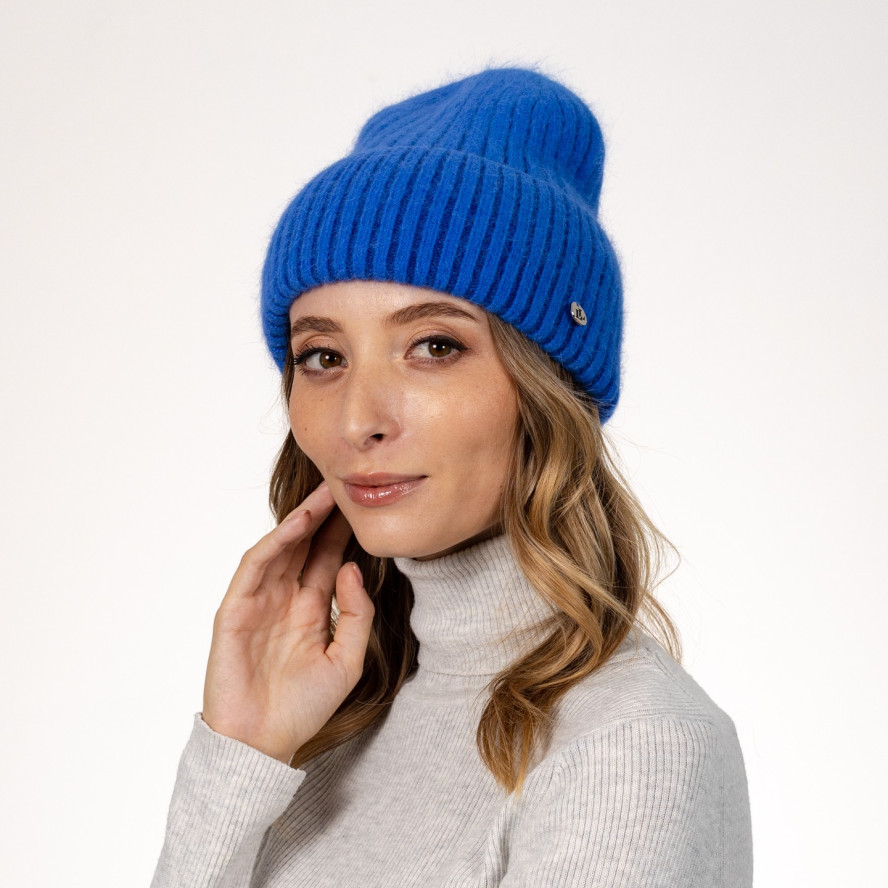 Шапка біні жіноча ангора блакитна MAYVA 263-697, фото 3
