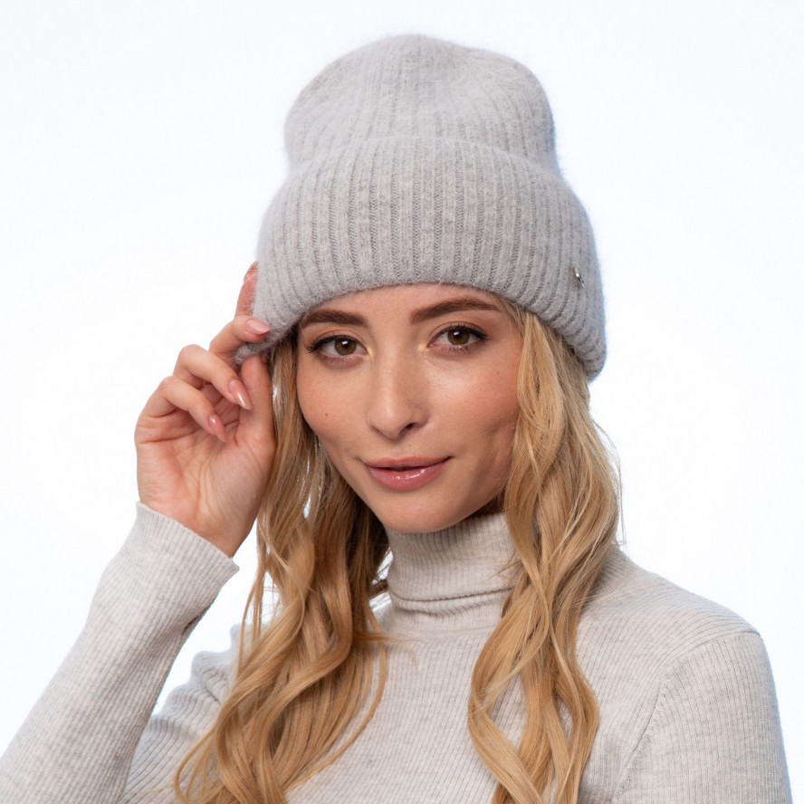 Шапка біні жіноча ангора сіра MAYVA 263-703, фото 3