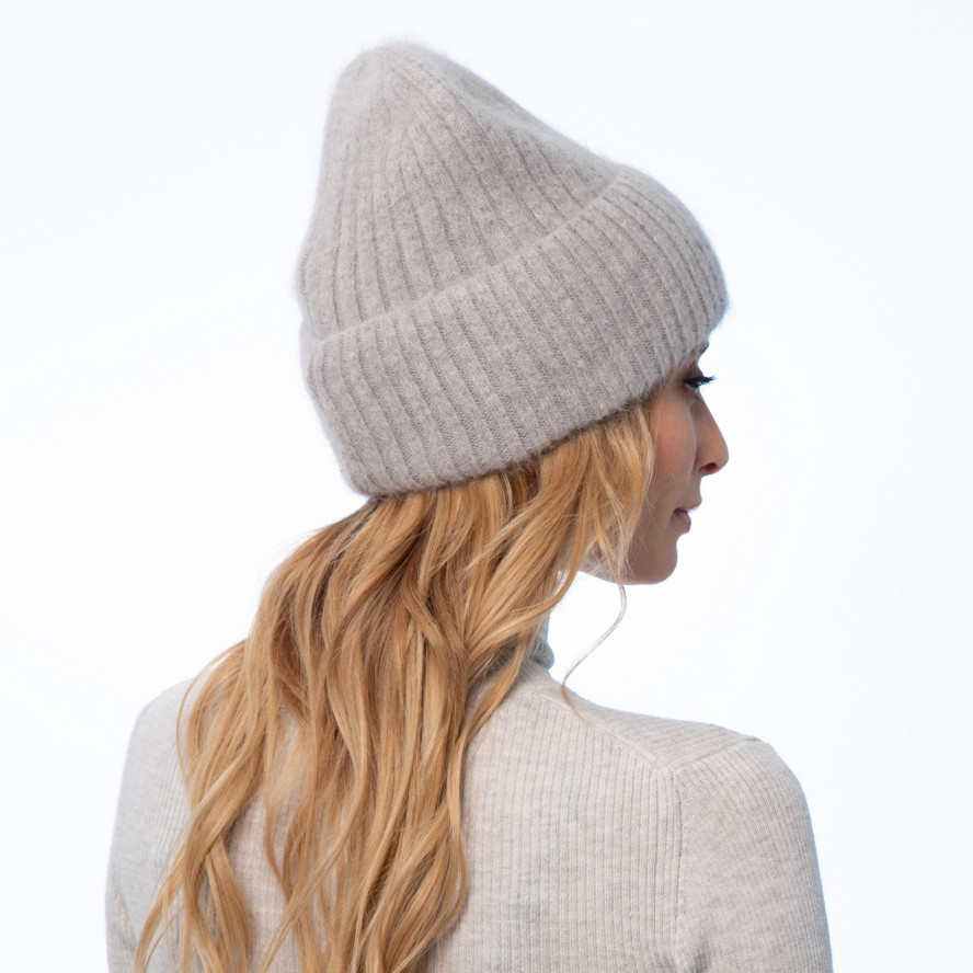 Шапка біні жіноча ангора сіра MAYVA 263-703, фото 4