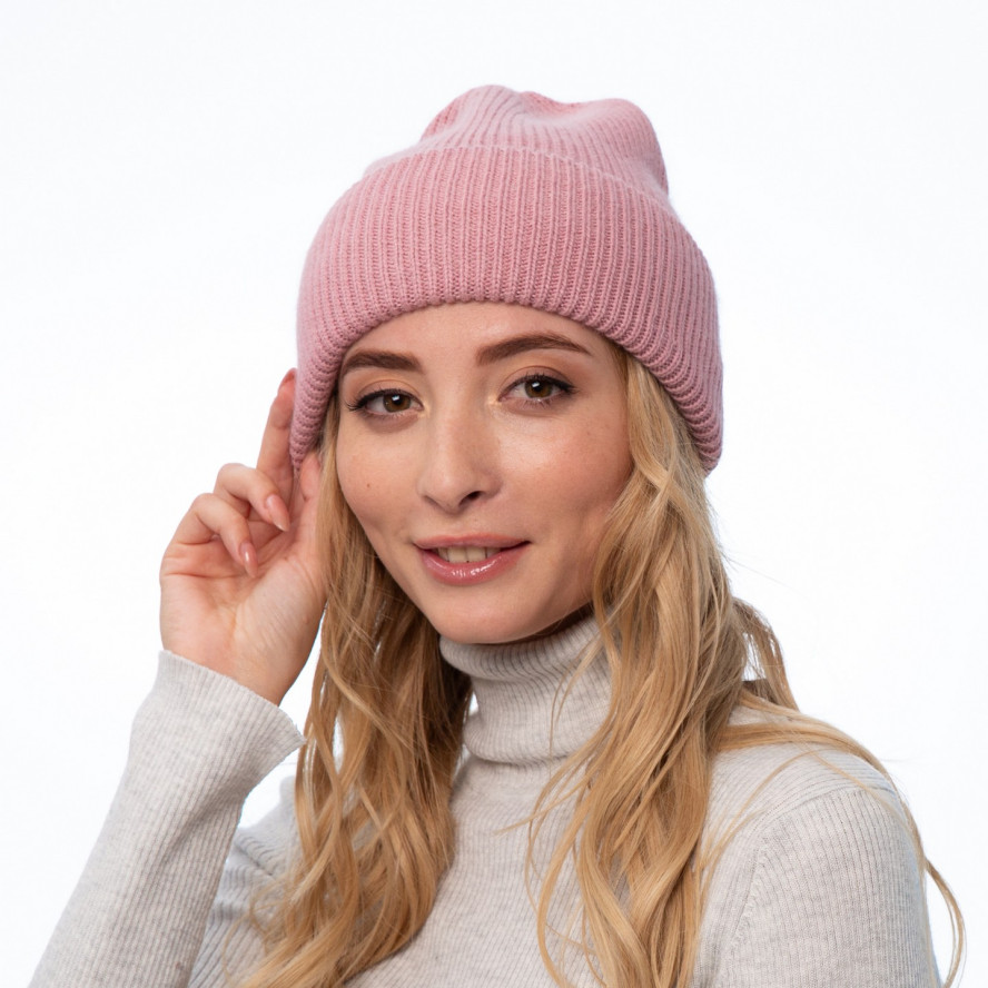 Шапка бини женская шерсть розовая GEORGE 263-734, фото 3