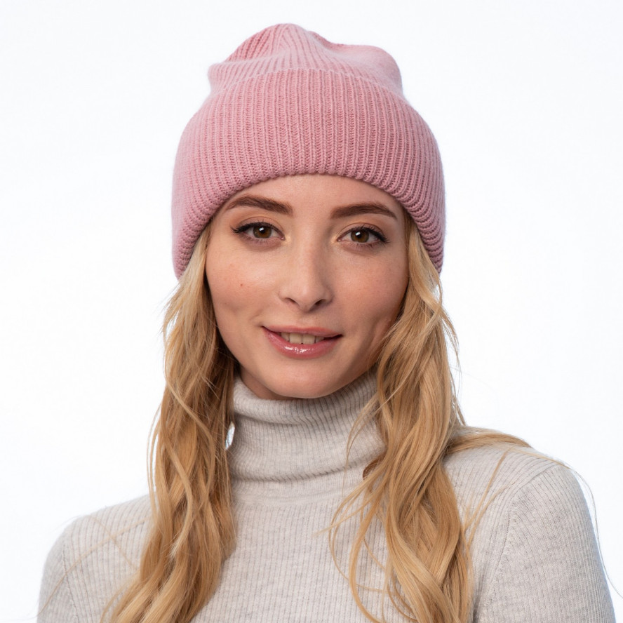 Шапка бини женская шерсть розовая GEORGE 263-734, фото 4