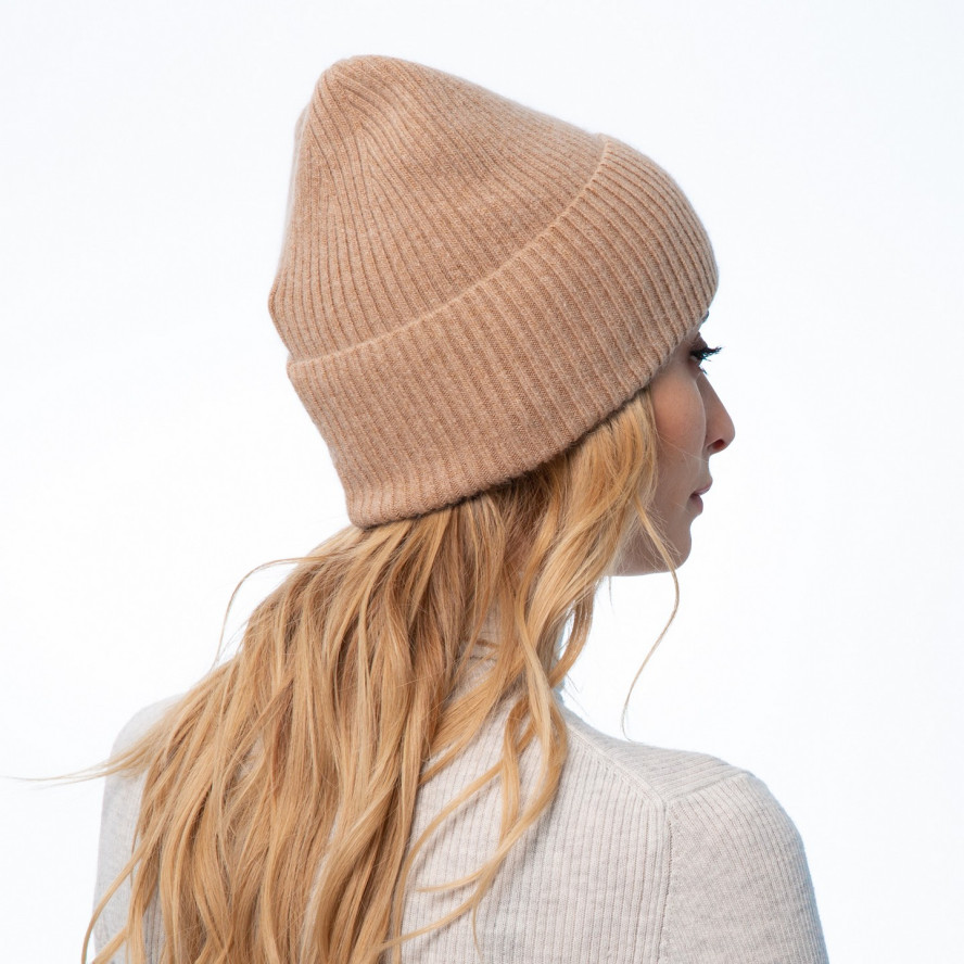 Шапка біні жіноча вовна бежева MAELYS 264-441, фото 4