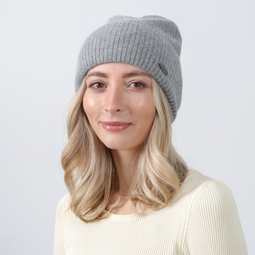 Шапка біні жіноча вовна сіра MAELYS 264-465, фото 3