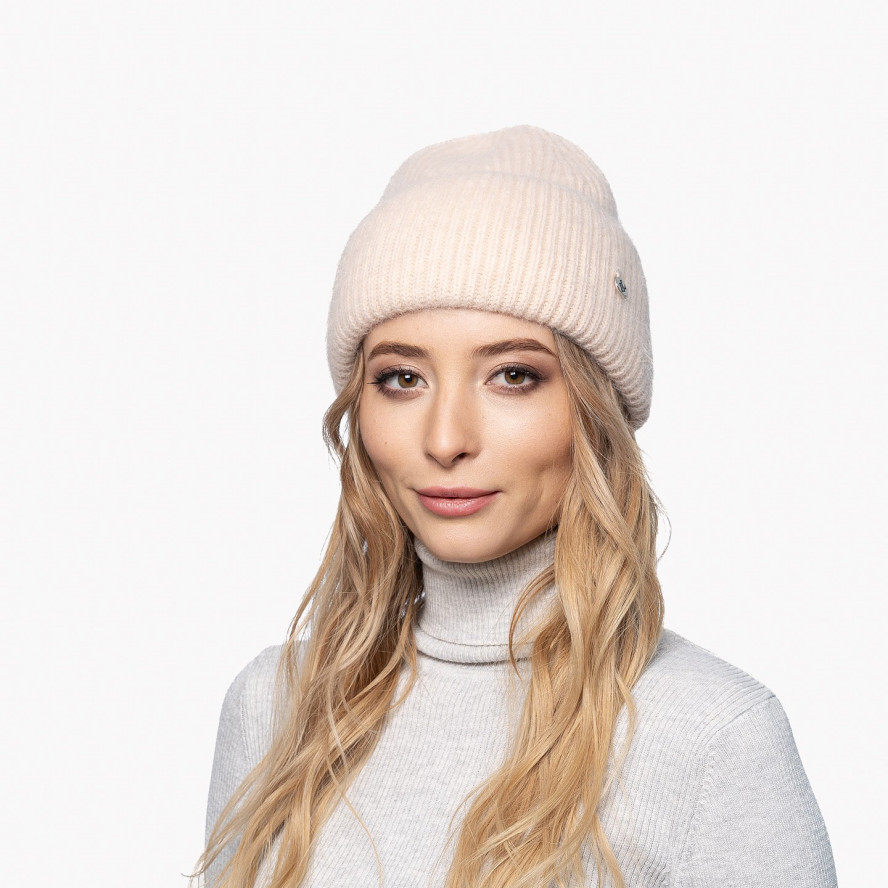 Шапка біні жіноча ангора бежева JOSIE 266-902, фото 3