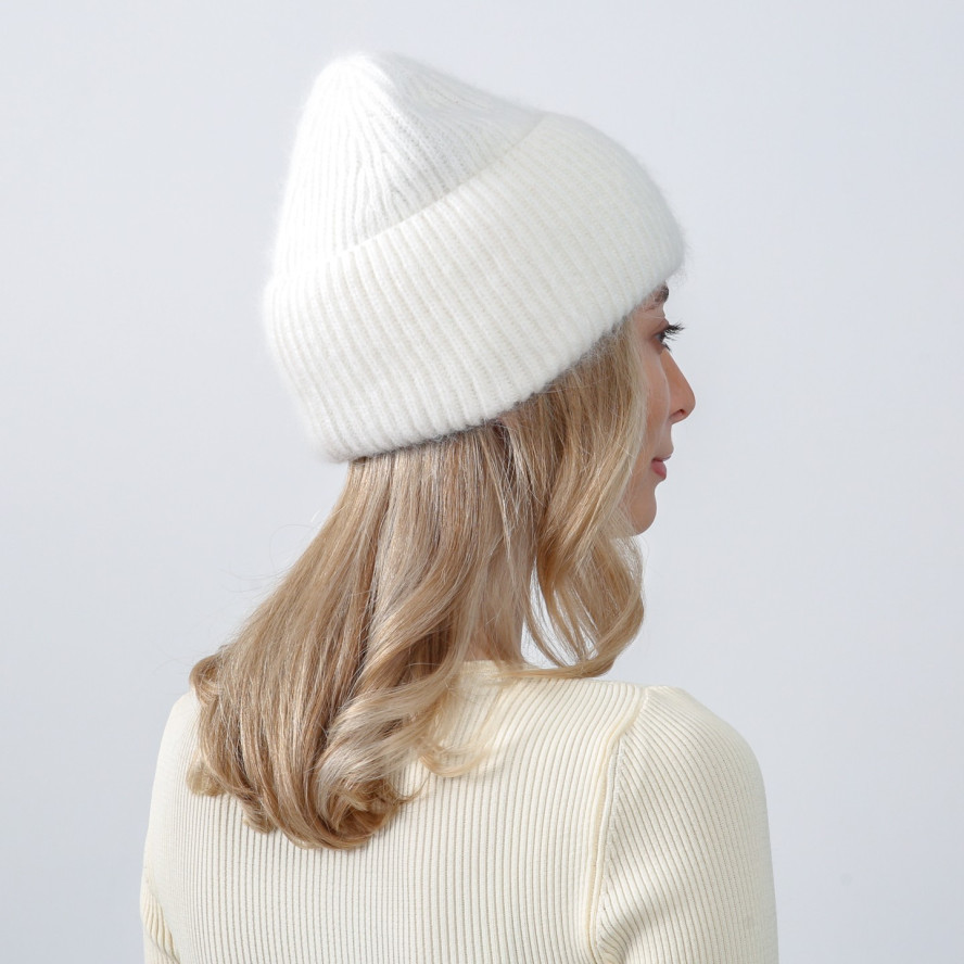 Шапка біні жіноча ангора молочна JOSIE 266-926, фото 4